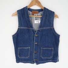 Big john Vintage Denim western Waistcoat Gilet Vest SZ XS (T9833)