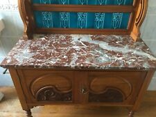 Antique EDWARDIAN wood marble top wash stand vanity sink bathroom vintage