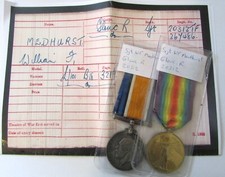 WW1 MEDAL PAIR SERGEANT WILLIAM FRANCIS MEDHURST 267486 GLOUCESTER REGIMENT
