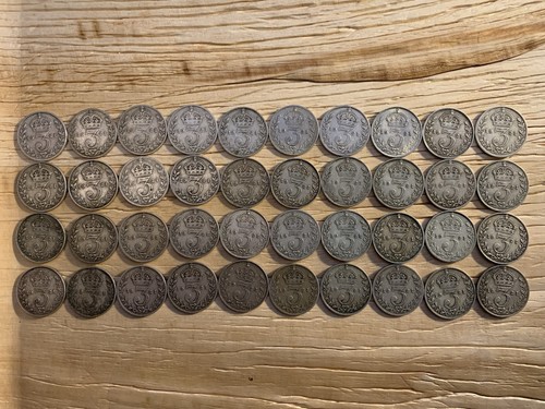 40x 1921 silver threepence - 1921,