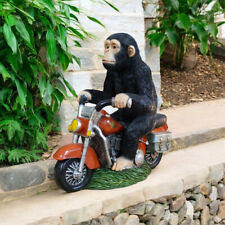 Monkey on Motorbike Garden Ornament Chimp on Scooter Statue Indoor Outdoor