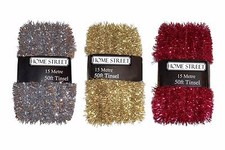 50 Foot Very Long Christmas Tinsel Luxury Thin Tree Garland 15M Silver Gold Red