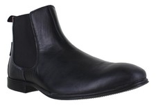Ben Sherman Lombard Mens Black Leather Casual Leather Chelsea Pull On Ankle Boot