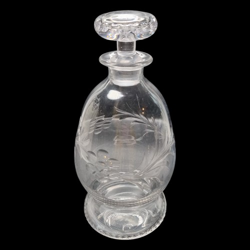 Vintage glass decanter etched - decanter,