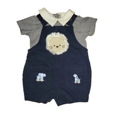 3-6 Month Bright Future Baby Boys Blue Corduroy Overall Shorts & Callored Shirt