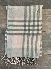 EDINBURGH Pink & Grey 100% Cashmere Rectangle Scarf One Size