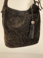 CHANEL Shoulder Bag Suede Black Triple Coco Mark Tassel Damaged Zipper Corner Sc