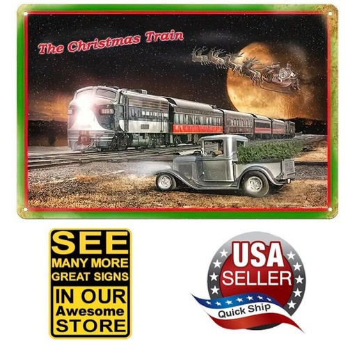 Metal sign christmas train - metal,