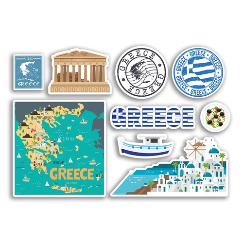 Sticker sheet greece vinyl - a5,