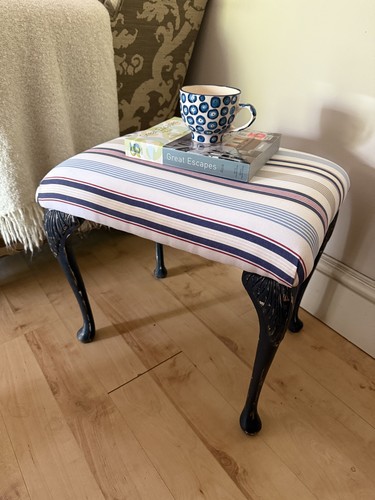Painted upholstered footstool - painted,