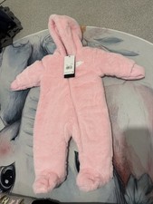 Girls' Nike Pink All In One Footed Fluffy Snowsuit BNWT 6 Months Plus