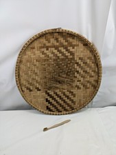 Large Vintage Bamboo & Wicker Tray/basket/herb Drying 