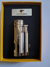 Silver Cohiba Lighter With Cigar Punch and gift box