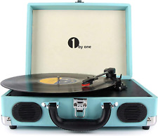 1 by ONE Bluetooth Record Player Belt-Drive 3-Speed Portable Vinyl Turntable wit