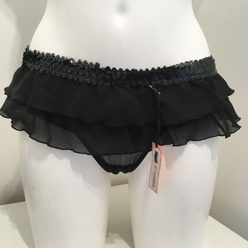 Black ruffle skirted - , thong