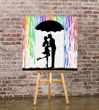 BANKSY COLOURED RAIN-SQUARE
