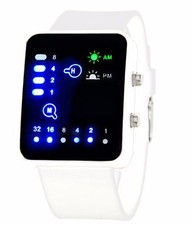 White Led Binary Digital Watch Mens Fashion WristwatcSport Wrist Watche LDBL wht