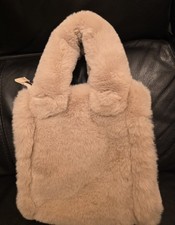 Beige Faux Fur Handbag by Rita