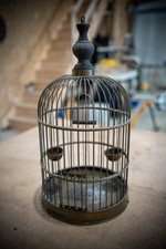 Vintage hanging brass bird - vintage,