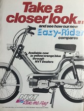 EASY-RIDER by NVT STEP THRU MOPED - ORIGINAL 1976 B/W ADVERT 27cm x 20cm