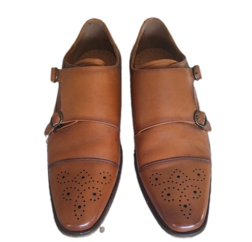 Mens tan leather monk - tan, strap