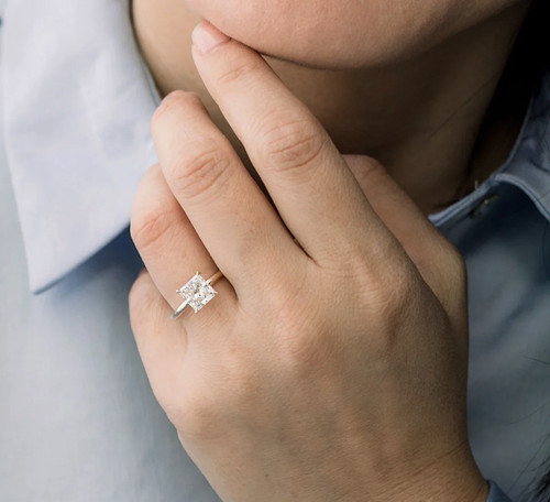 Platinum ring diamond - platinum, lab