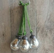Antique Silver Glass Pear Shaped Bauble, Vintage Christmas Xmas Hanging Decor