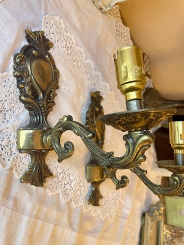 Pair vintage style brass wall - style,