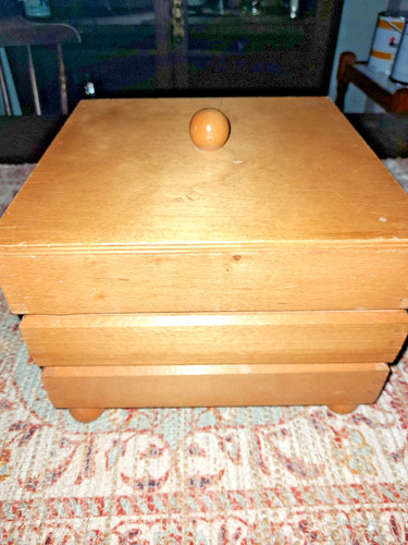 Wooden sewing storage box - wooden,