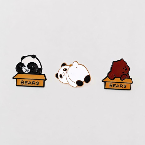 Bear enamel pins - pins, brown