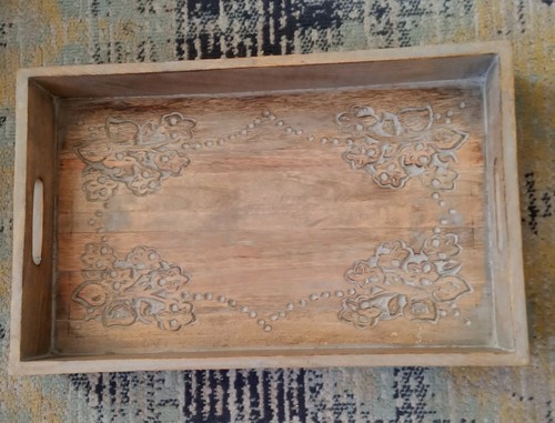 Inlaid wooden serving tray - inlaid, tray.