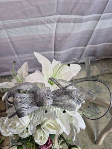 Silver grey fascinator hair - silver,