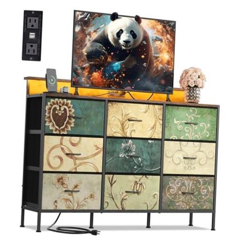 Floral painted dresser - floral,