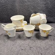 Rare Taylor & Kent Longton (L144) Lemon Tea set (19 piece) White + Yellow Design