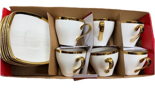 12pcs white and gold - and,