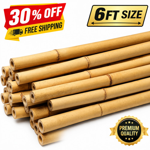 6ft heavy duty bamboo - bamboo, garden