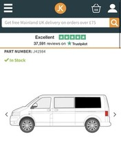 JustKampers 1x VW Transporter T5 T6 LWB Left/Right Rear Side Window Curtain/Rail