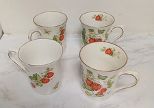 Queens Virginia Strawberry Rosina Fine Bone China Set 4 Mugs