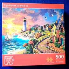 CORNER PIECE, LIGHTHOUSE BY THE SEA, 500 PIECE JIGSAW PUZZLE  COMPLETE