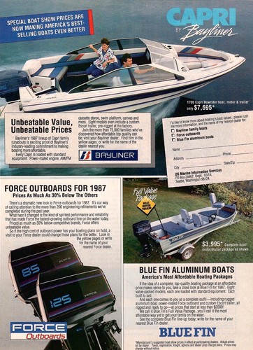 Vintage 1987 blue fin bayliner - vintage,