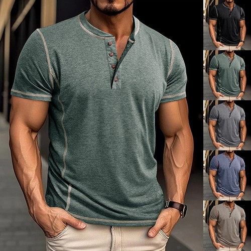Men henley shirt - men, short