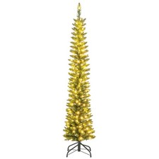 COSTWAY 6 FT Artificial Xmas Tree Pre-Lit Christmas Tree with 390 Branch Tips