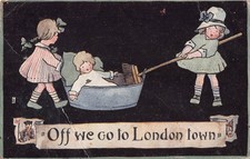 POSTCARD - OFF WE GO TO LONDON