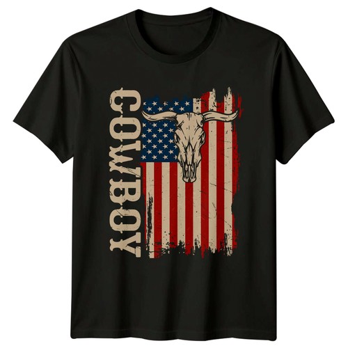 Cowboy bull skull shirt - cowboy,