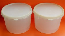 2 TUPPERWARE Vintage White Plastic Tubs Food Storage Containers Lidded #263