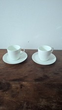 Antique/Vintage Pair of Cauldon China White Bone China Espresso Cups & Saucers