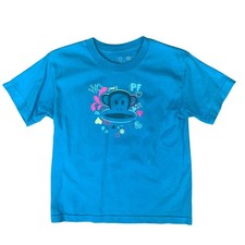 90s Y2K 'PAUL FRANK' BLUE ORIGINAL MONKEY GRAPHIC SLIM FIT BABY TEE T-SHIRT S 10