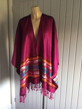 Gorgeous Ladies Navajo Aztec Poncho Cape Shawl Wrap Fringed UNUSED