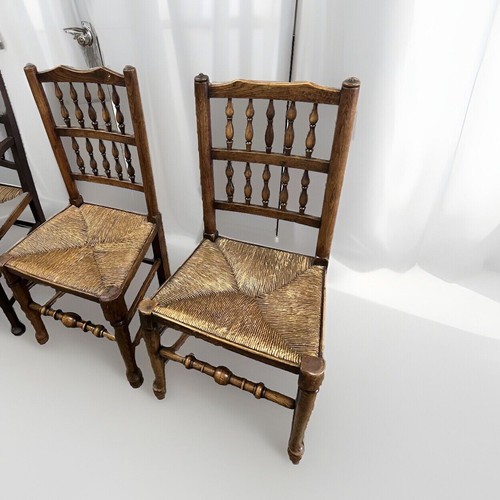 Pair antique rush seated elm - pair,