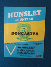 Hunslet v Doncaster Rugby League Programme 20/2/83